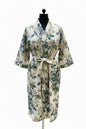Hand Block Printed Waffle Cotton Bathrobe | Lightweight Kimono Robe with Belt