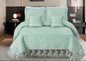 Embroidered Luxury Quilted Bedcover Set with Lace Frill | 5-Piece King Size