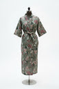 Hand Block Printed Waffle Cotton Bathrobe | Lightweight Kimono Robe with Belt
