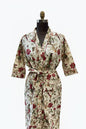 Hand Block Printed Waffle Cotton Bathrobe | Lightweight Kimono Robe with Belt