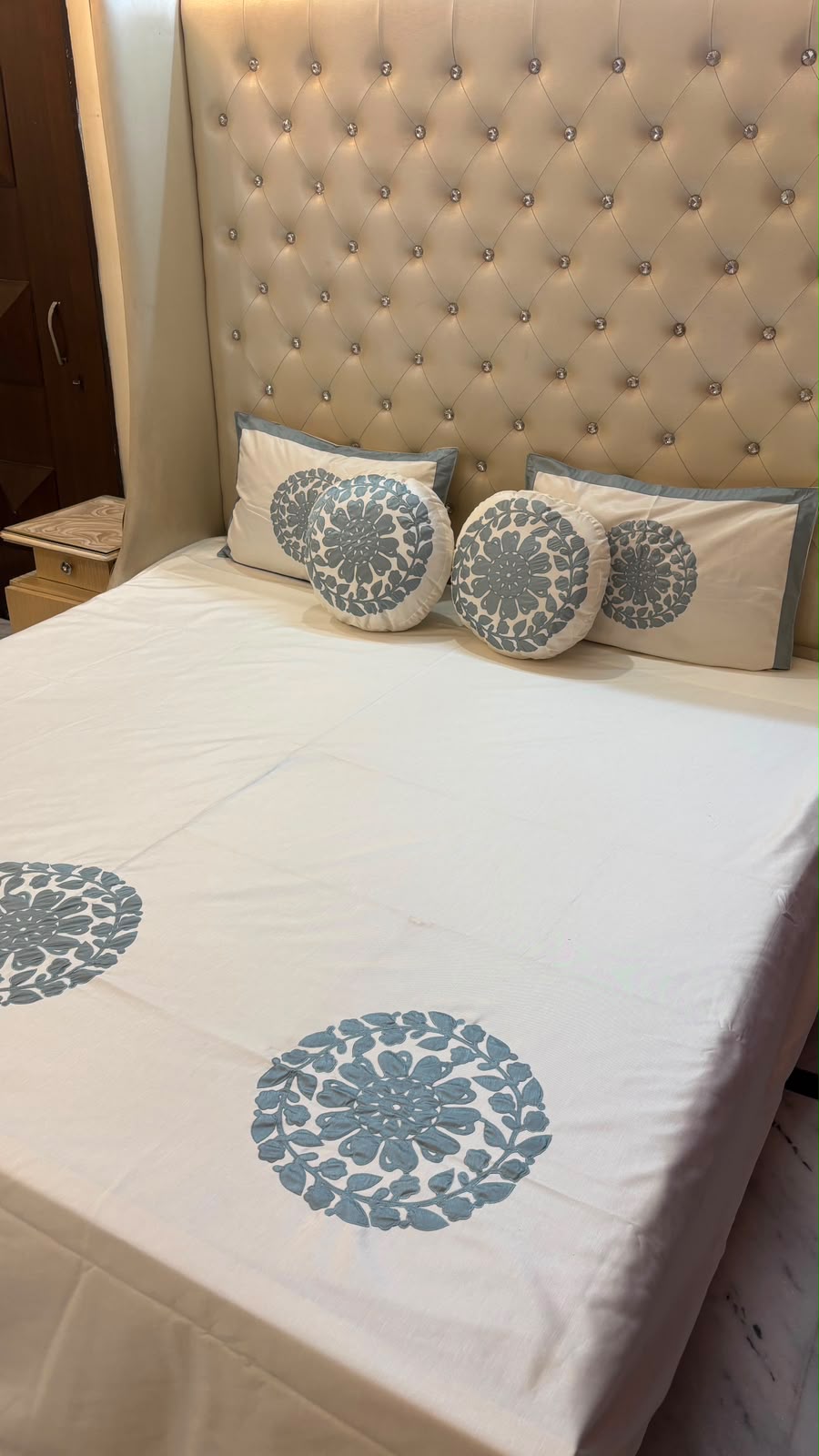 Premium Super King Patch Work Bedcover Set | 5-Piece Designer Bedding