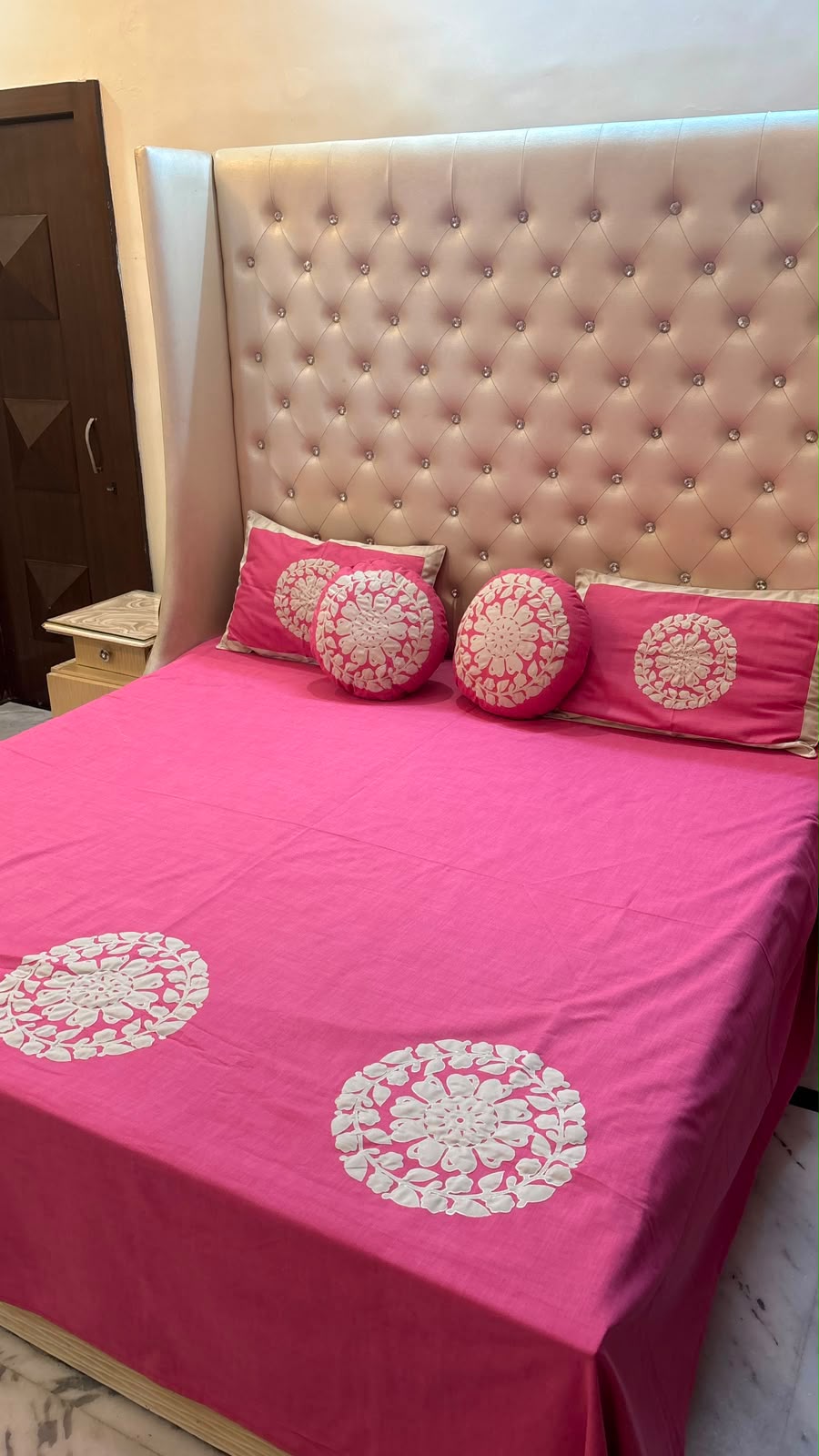 Premium Super King Patch Work Bedcover Set | 5-Piece Designer Bedding