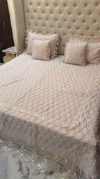 Premium King Size Quilted Lace Bedcover Set