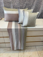 Premium Floral & Stripe 100% Pure Cotton Super King Size Bedsheet Set with Quilted Pillow & Cushion Covers