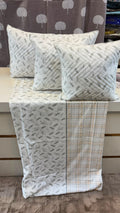 Premium Floral & Stripe 100% Pure Cotton Super King Size Bedsheet Set with Quilted Pillow & Cushion Covers