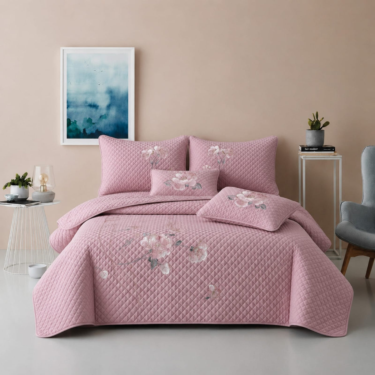 Premium Embroidered King Size Bedcover Set ✨