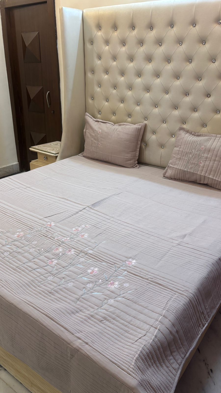 Embroidered Quilted Bedcover Set
