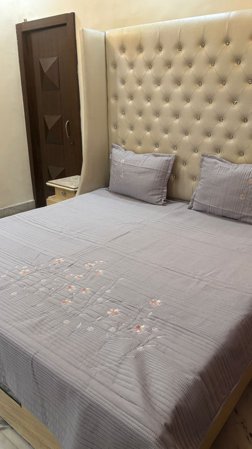 Embroidered Quilted Bedcover Set