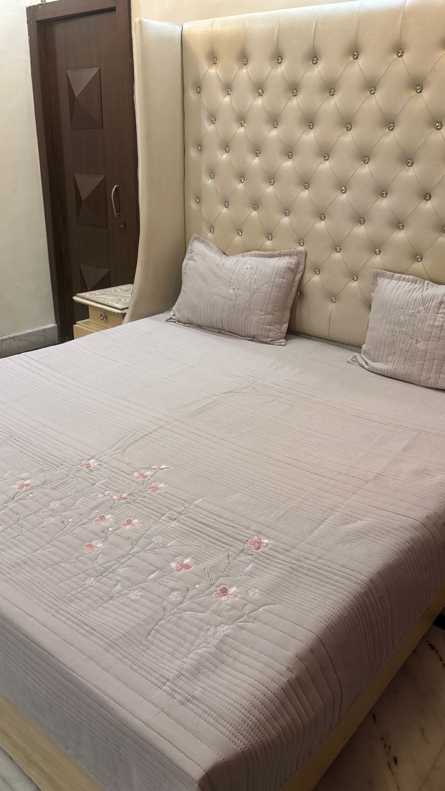 Embroidered Quilted Bedcover Set