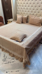 Premium King Size Quilted Lace Bedcover Set