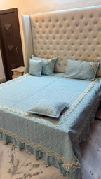 Premium King Size Quilted Lace Bedcover Set