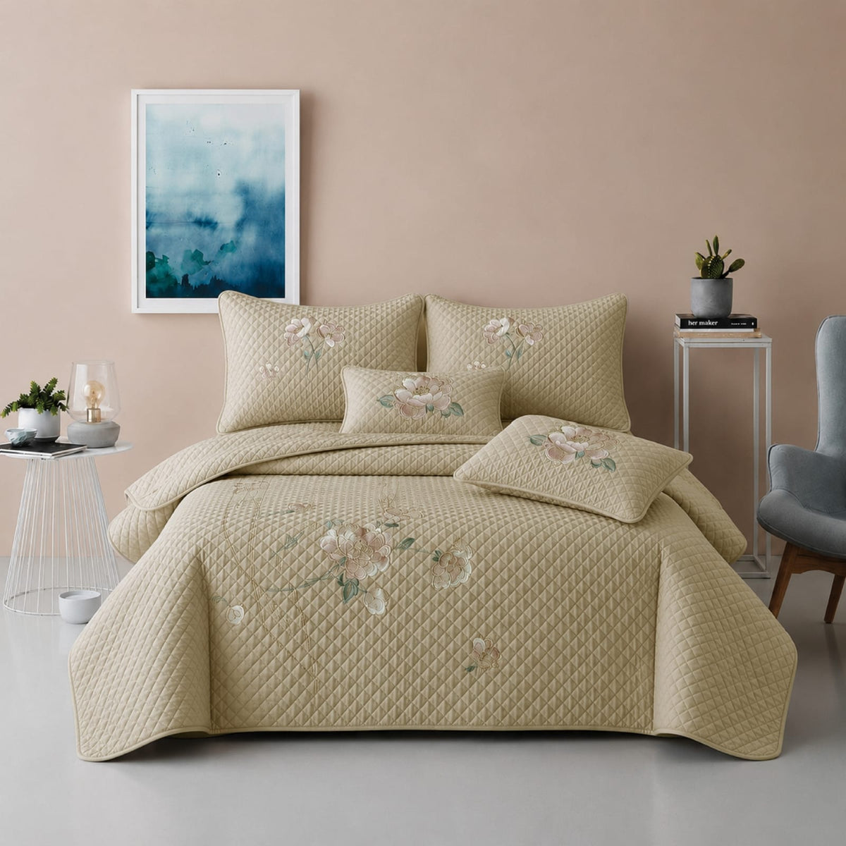 Premium Embroidered King Size Bedcover Set ✨