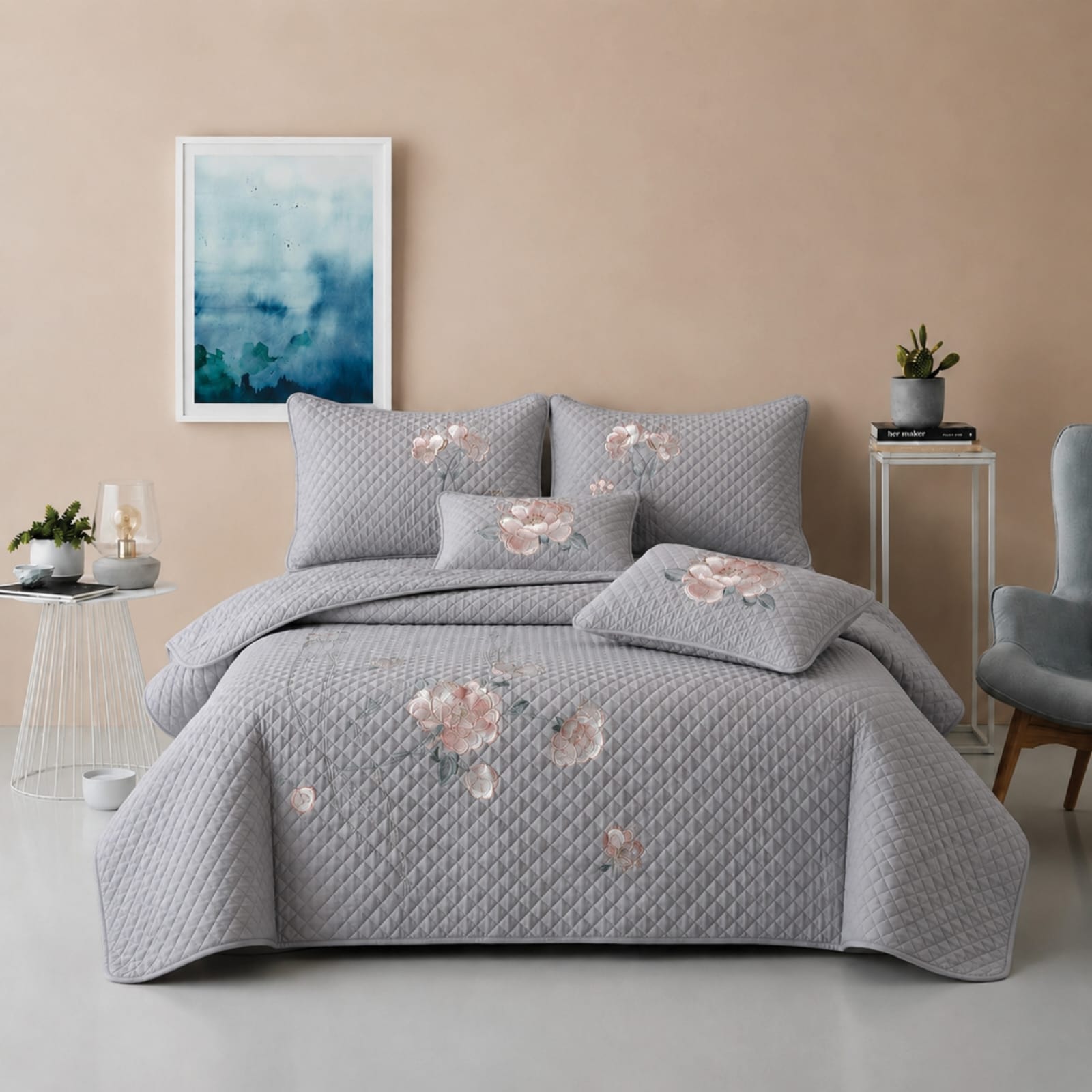Premium Embroidered King Size Bedcover Set ✨