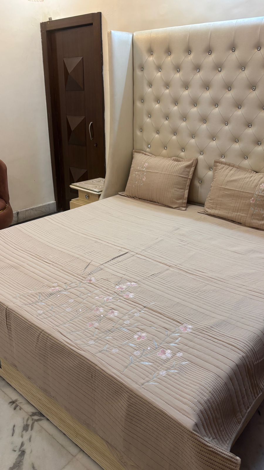 Embroidered Quilted Bedcover Set